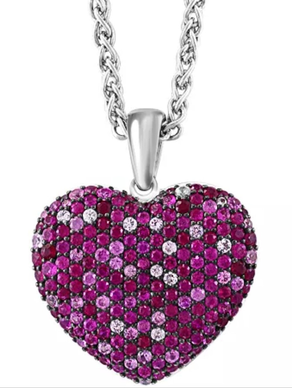 EFFY Ombre Pink Ruby & Sapphire Sterling Silver Heart Pendant Necklace 18"